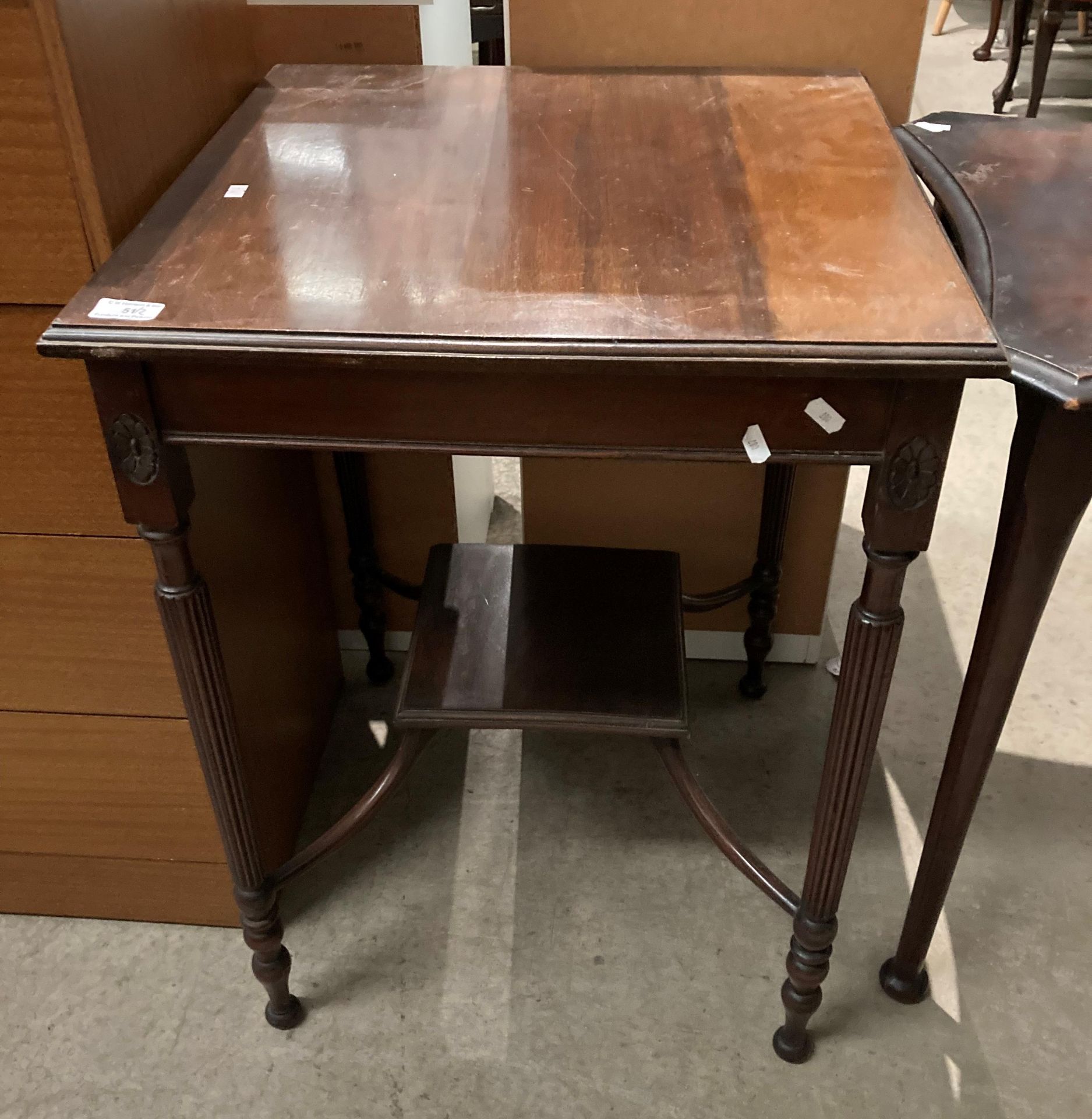 A mahogany square side table 54cm x 54cm with undertray and a mahogany shaped top side table 54cm x - Image 5 of 6