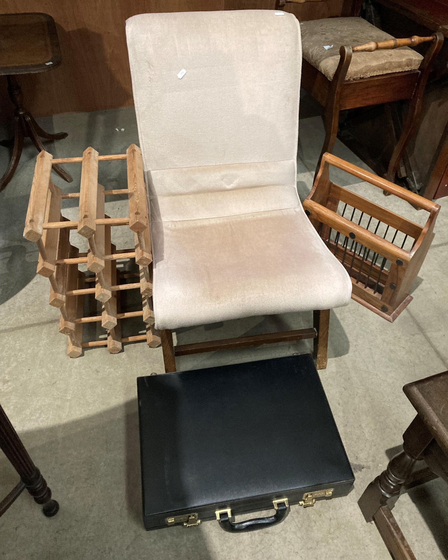 A mushroom dralon upholstered nursing chair,