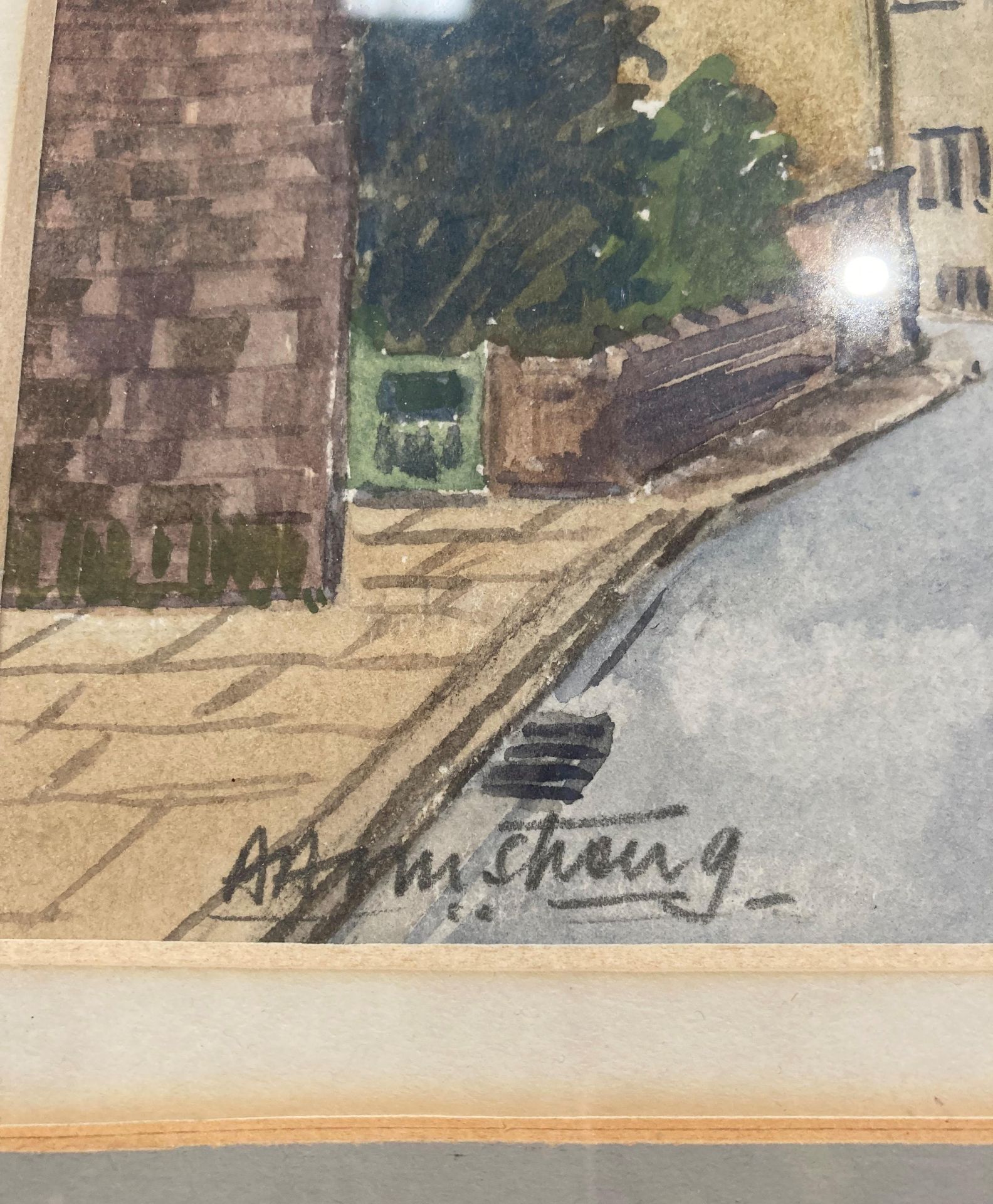 A Armstrong framed watercolour village street circa 1950s/60s 18cm x 23cm (SG) - Image 2 of 3