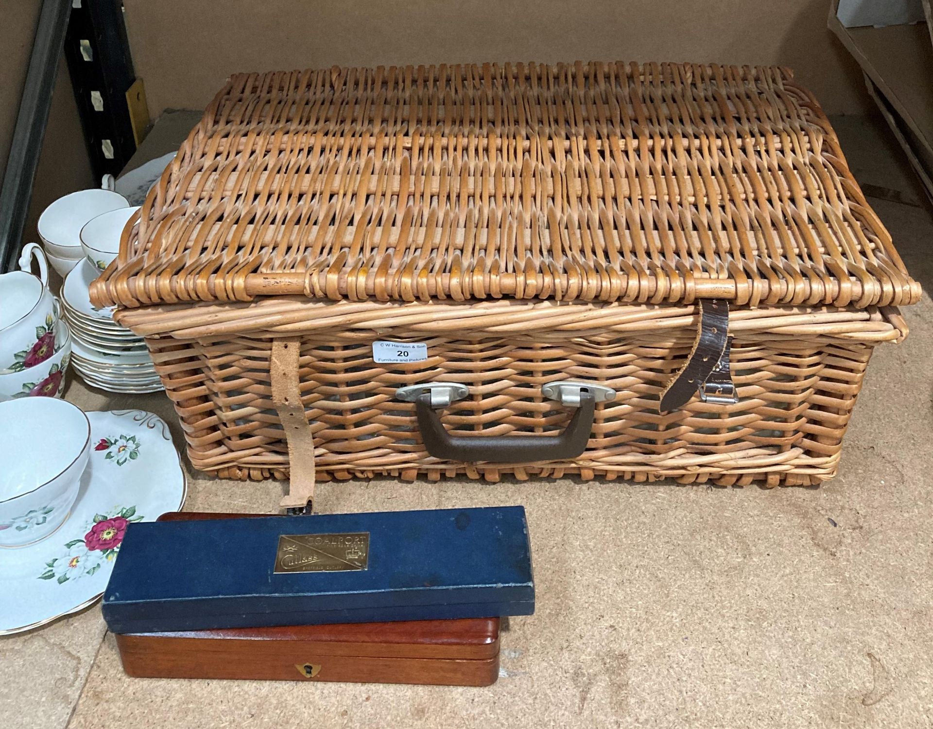 An Antler picnic set in a wicker basket, a Regency bone China tea service, - Image 4 of 4