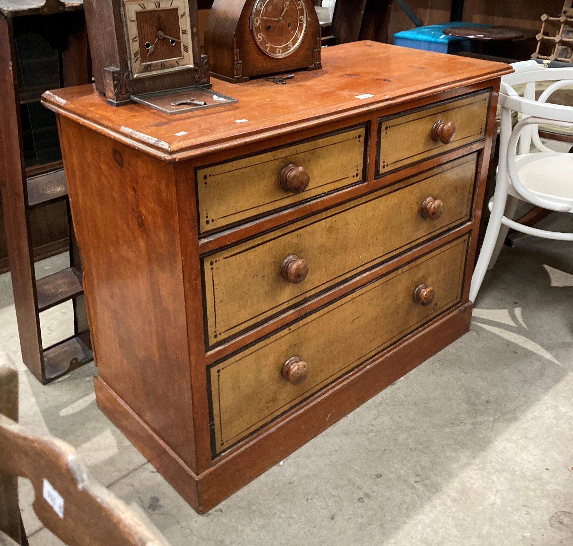 A stained pine four drawer (two short, two long) chest of drawers, - Image 2 of 2