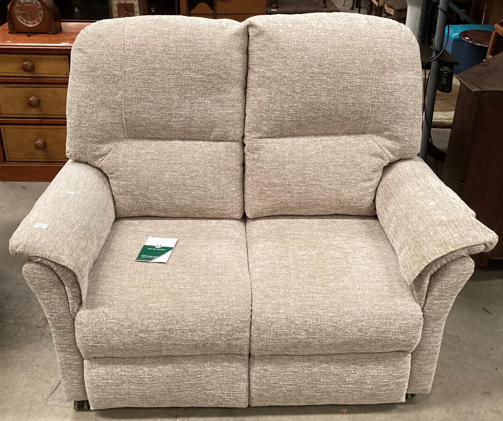 An Oaktree mobility oatmeal upholstered two seater settee (MS) - Image 2 of 3