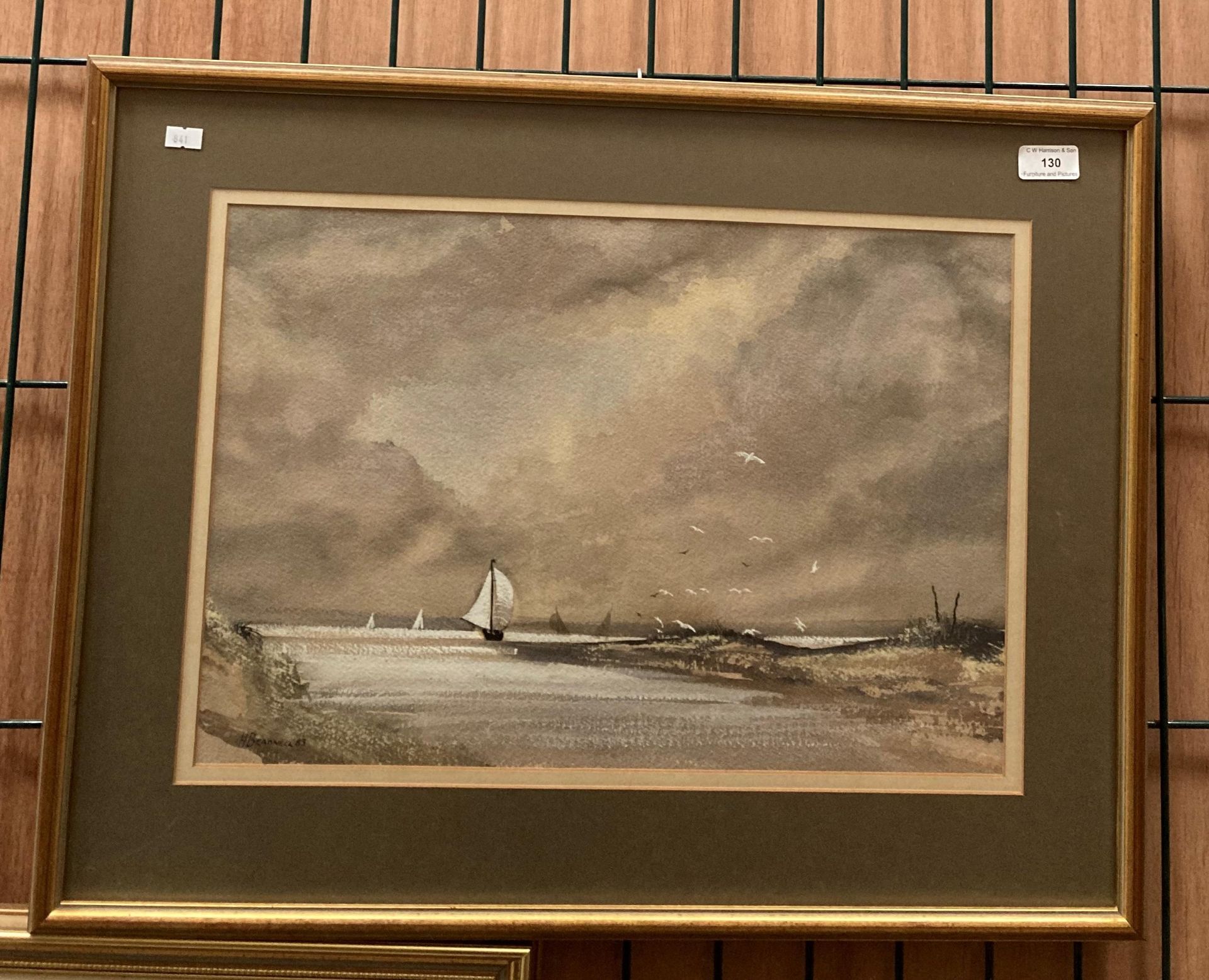 H Beadnall, a framed watercolour, Catching The Breeze, Alnmouth Estuary, '83,