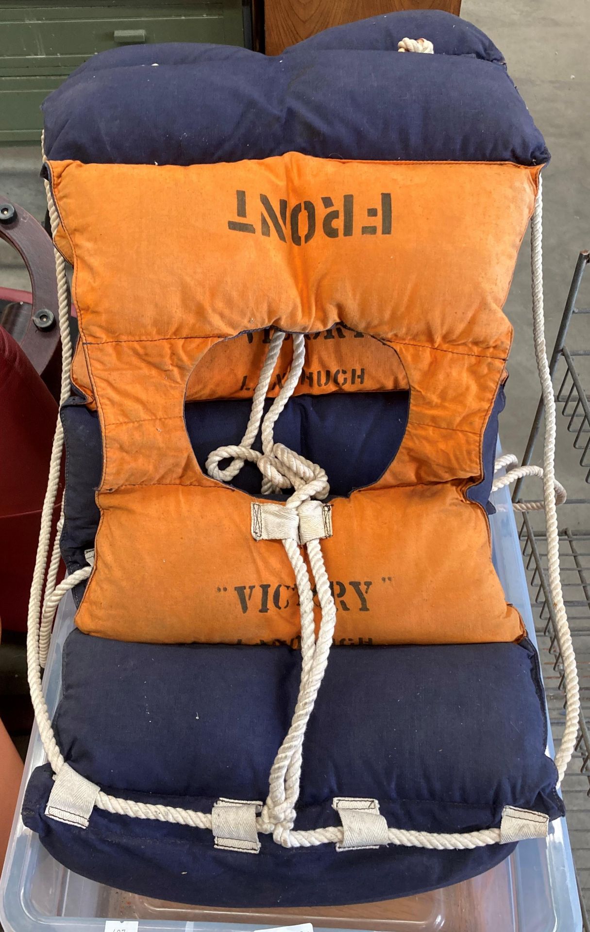Four Second World War life jackets stencilled 'Victory, - Image 2 of 3