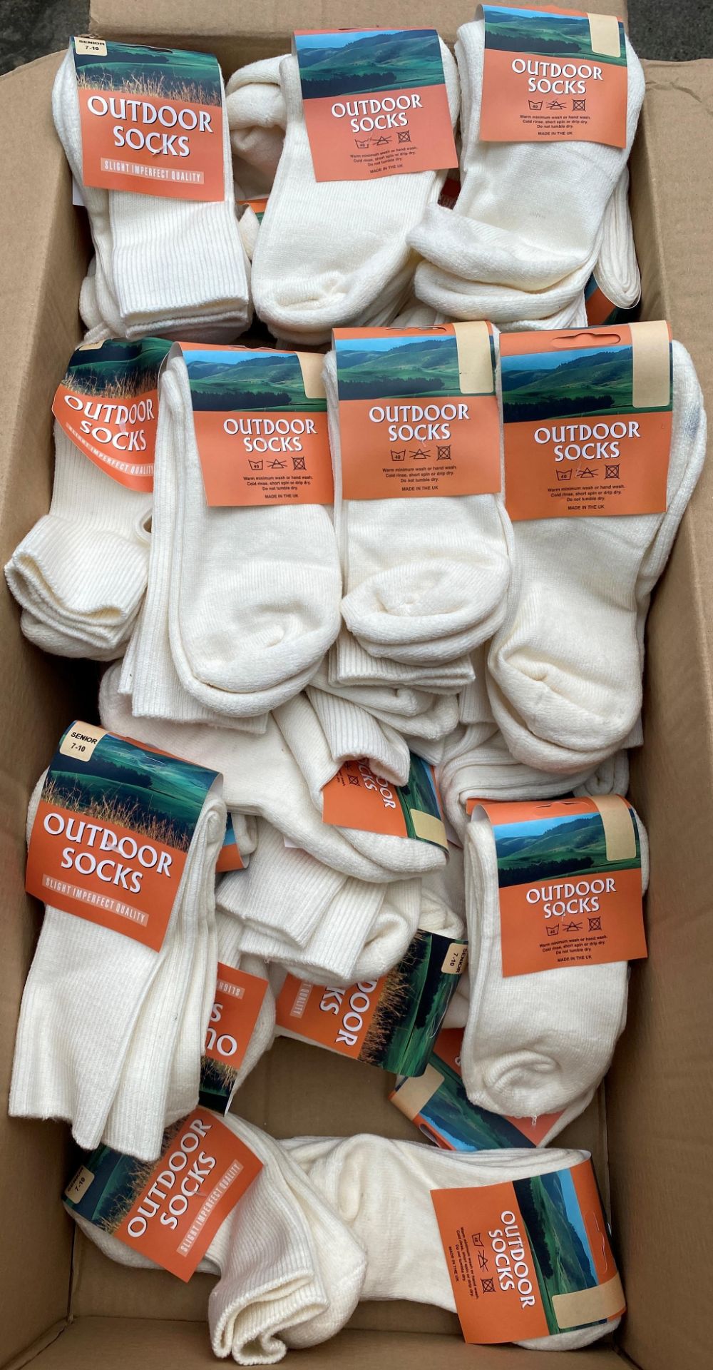 71 pairs outdoor cream socks, slight imperfections,