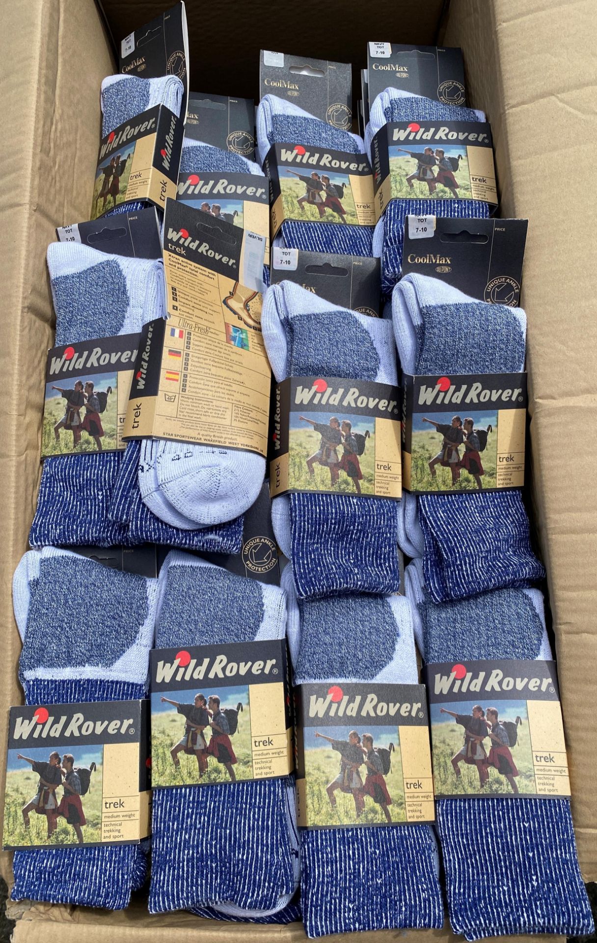 72 pairs Wild Rover Trek Cool Max socks,