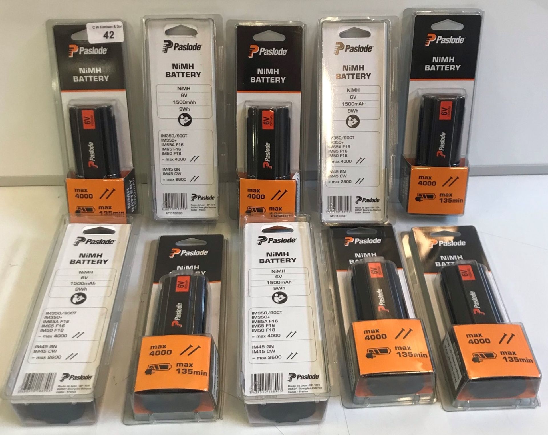 10 Paslode NI-MH oval battery 6V 1500 mAh - new sealed