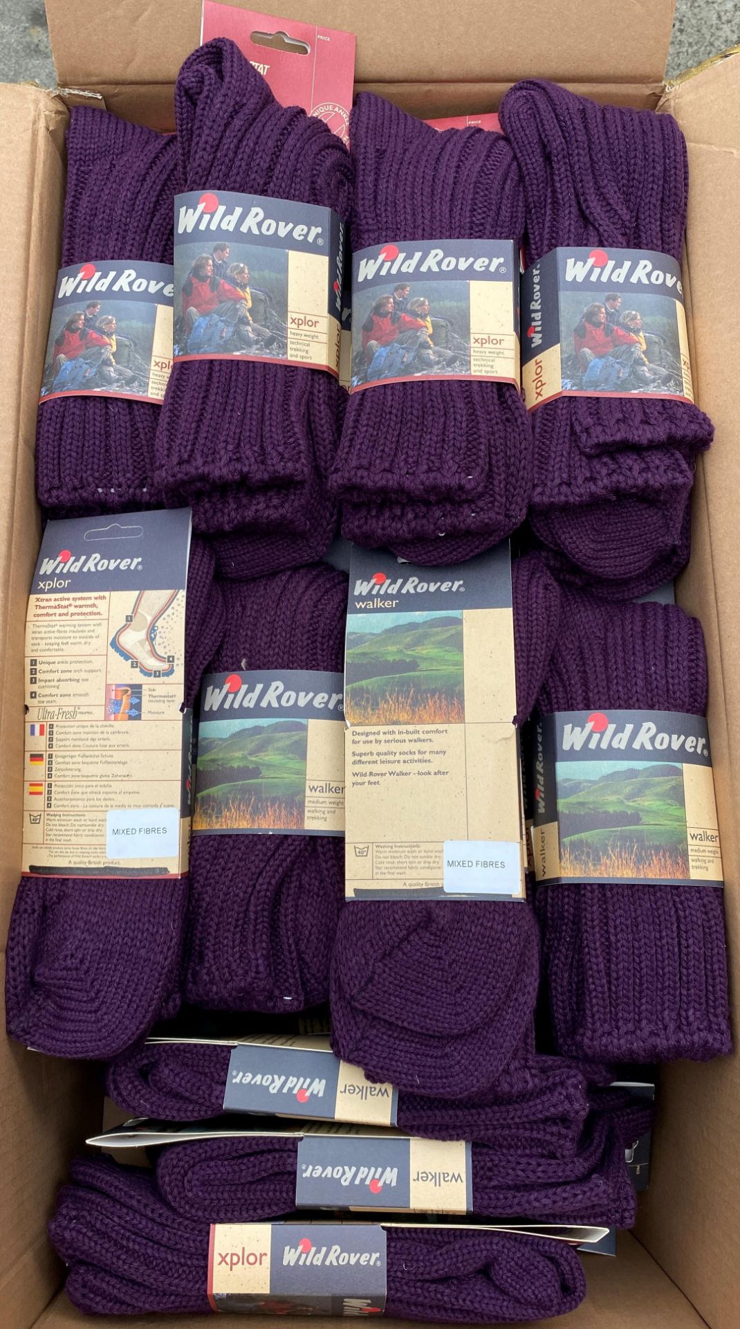 60 pairs Wild Rover Walker purple socks size 7-10 (Box 31)