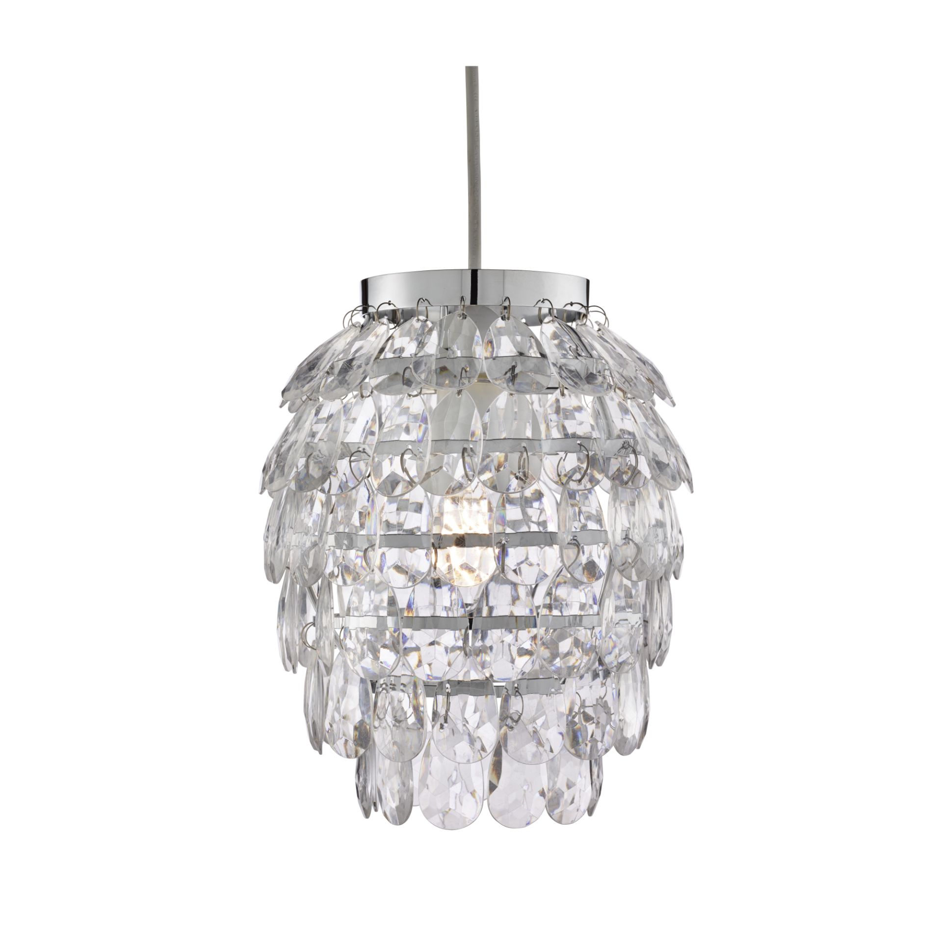 CEILING PENDANT WITH CLEAR ACRYLIC SHADE 225MM HIGH, 10W.