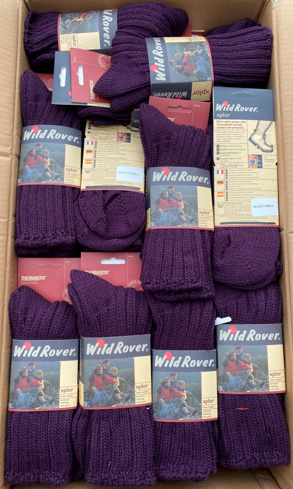 63 pairs Wild Rover purple socks size 7-10 (Box 17)