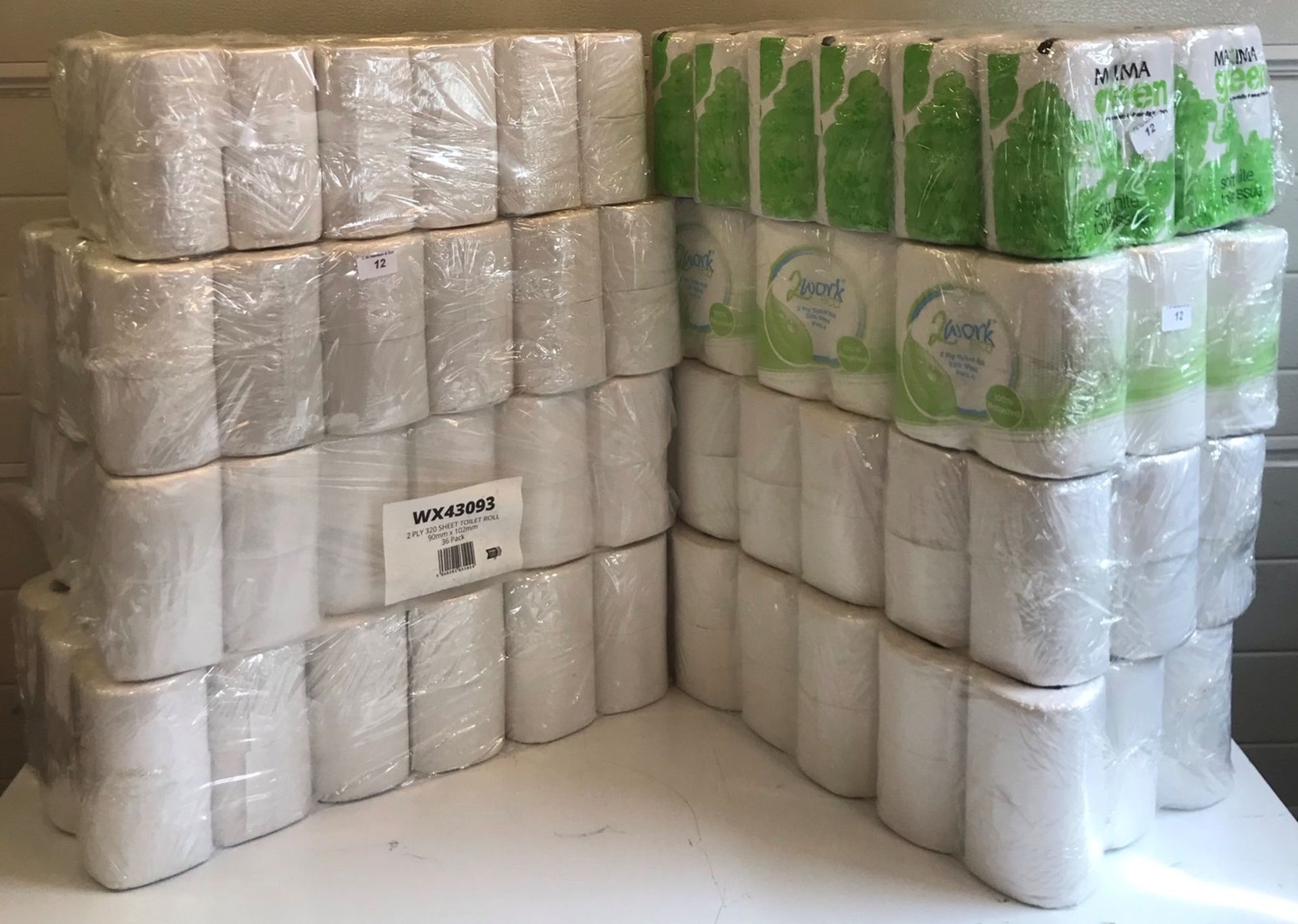 8 Packs of 36 2 ply toilet rolls in packs of 4