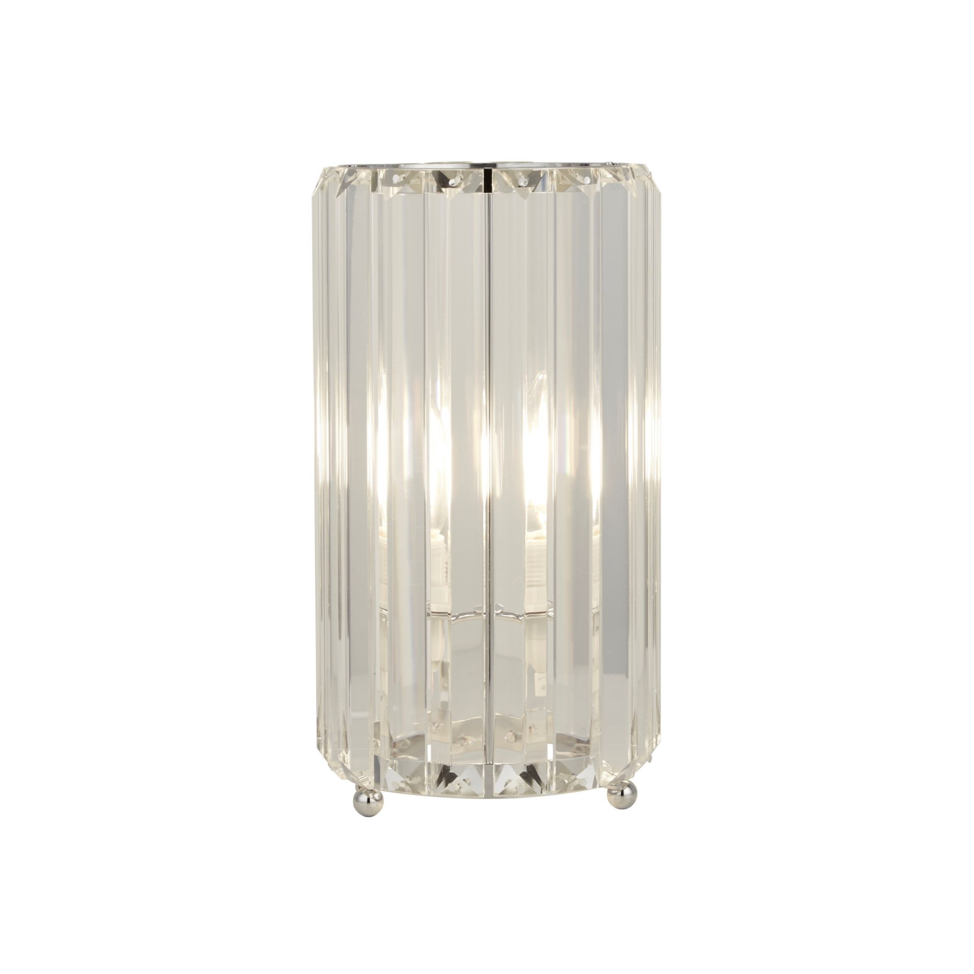 CLEAR TABLE LAMP 26.5CM HIGH, 7W. Stylish table lamp with clear prisms and chrome details. 26.