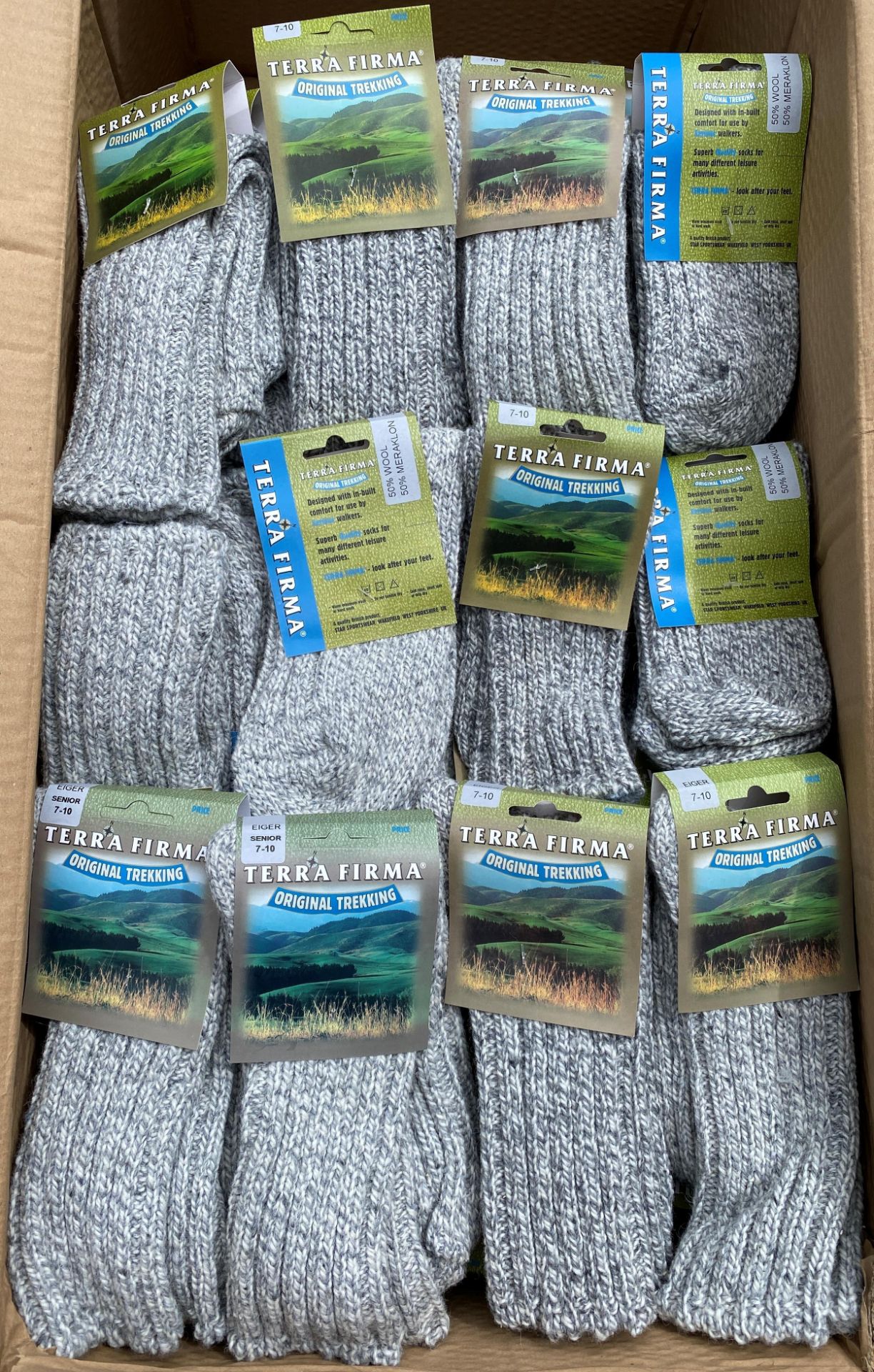 50 pairs Terra Firma grey/white socks size 7-10 (Box 23)