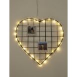 DECORATIVE BLACK WIRE HEART WITH LED LIGHTS 36CM HIGH, 1.5W.