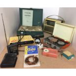 Nine items vintage radios etc including Marconiphone model T24DAB complete with carrying case and