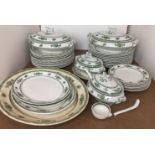 Forty pieces of Keeling Losol ware Shrewsbury dinner service including two lidded tureens (one has