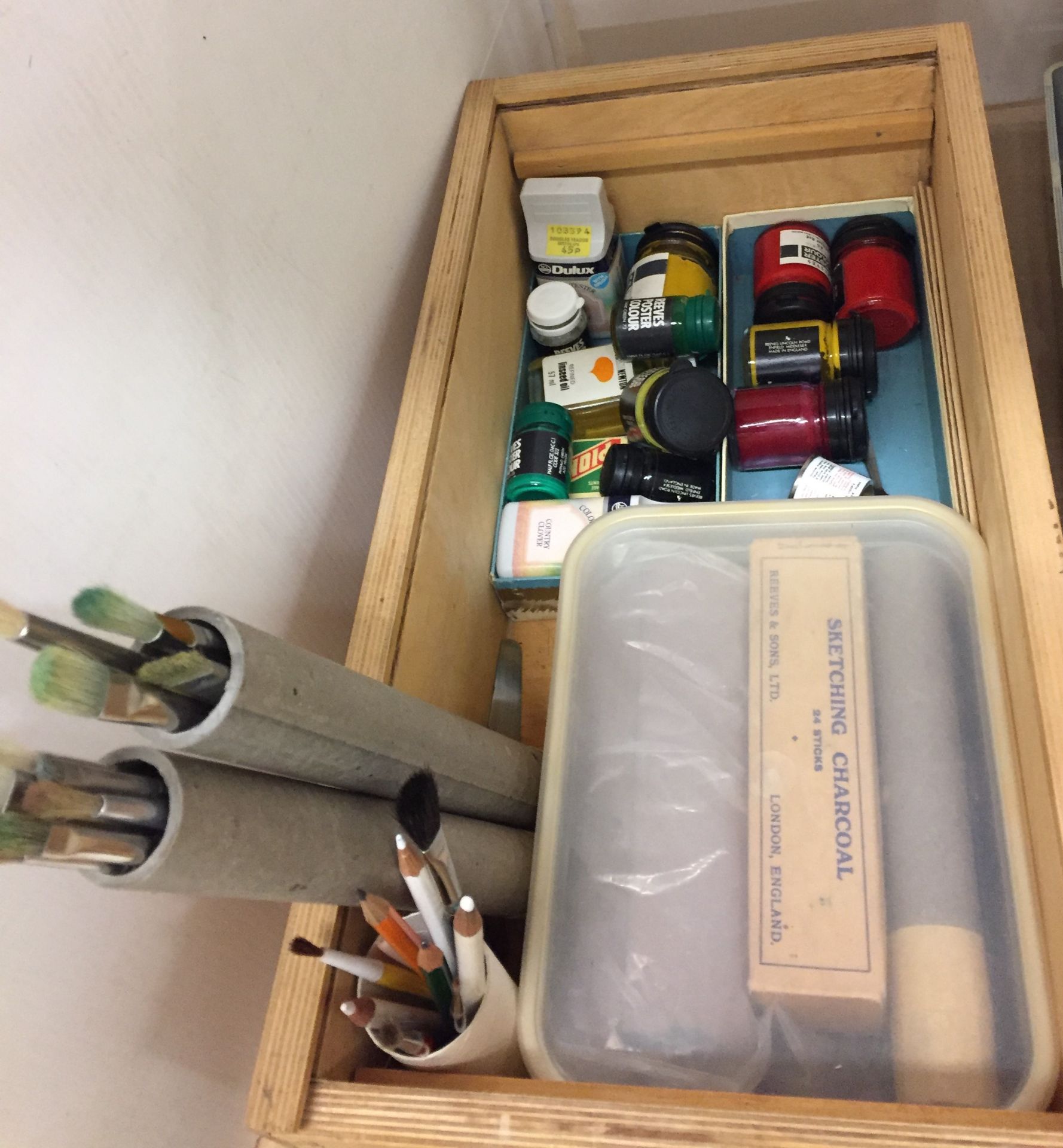 Contents to part of shelf - two artists boxes containing artists materials including paints, - Image 3 of 3
