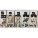 Five Hayle ceramics 'A nation of shopkeepers' hand painted high street miniatures wall hangings