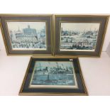 Three gilt framed L S Lowry prints 32cm x 27cm Y08