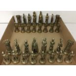 Thirty two piece solid brass chess set - the king is 10cm high S03