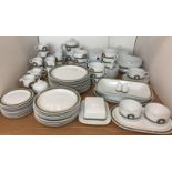 Eighty four pieces Rosenthal Studio-Line Germany dinner and coffee service white with brown and