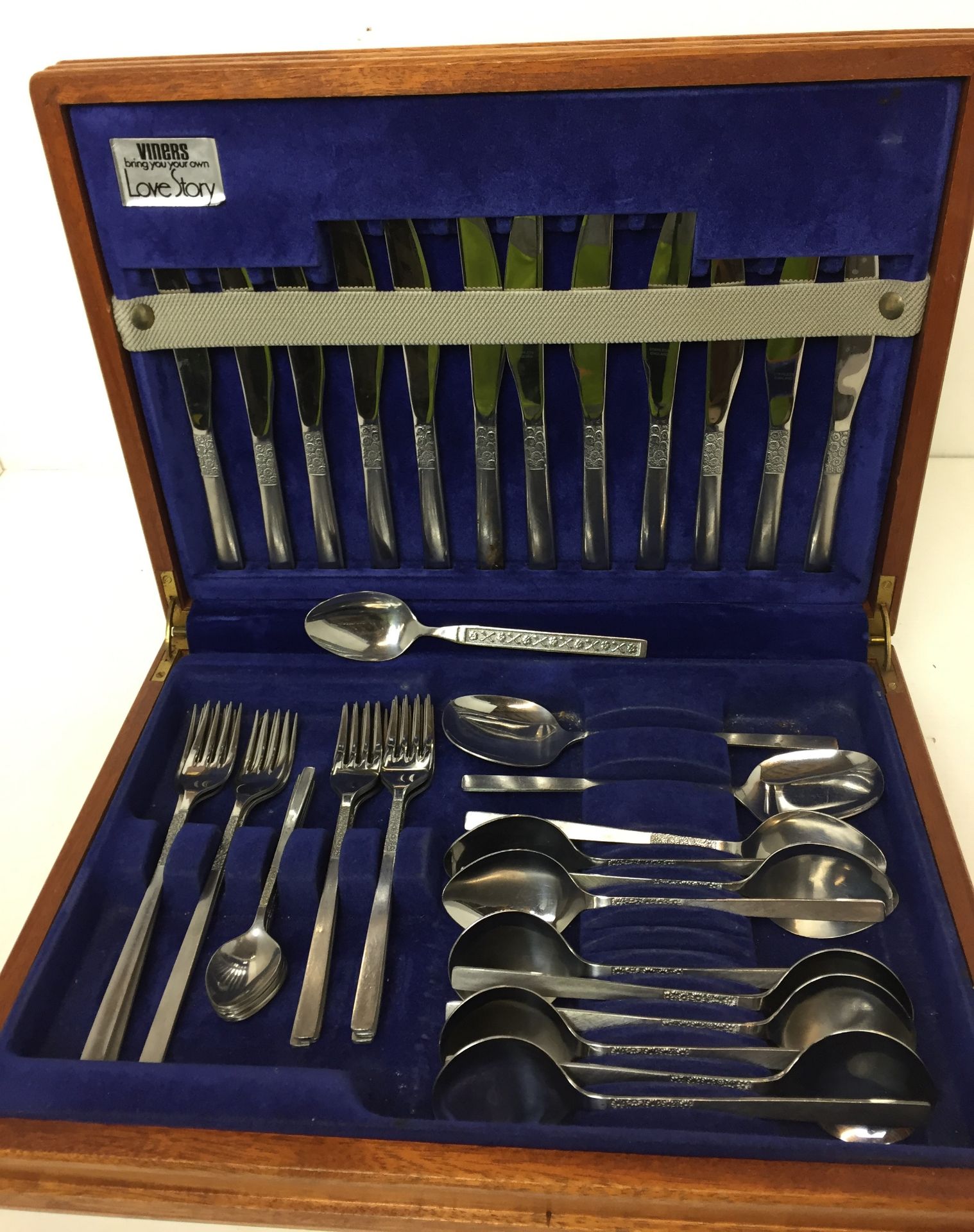 Canteen of Viners Love Story stainless steel cutlery containing forty one pieces plus non matching