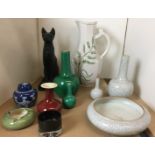 Eleven items including Bay green and white jug 40cm high,