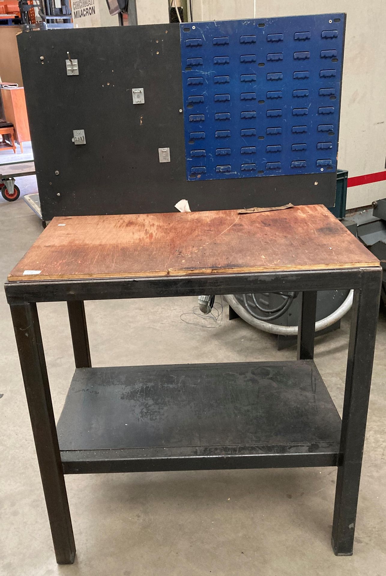 Metal work bench with rear up stand and undershelf 85cm x 60cm x 90cm high to work top