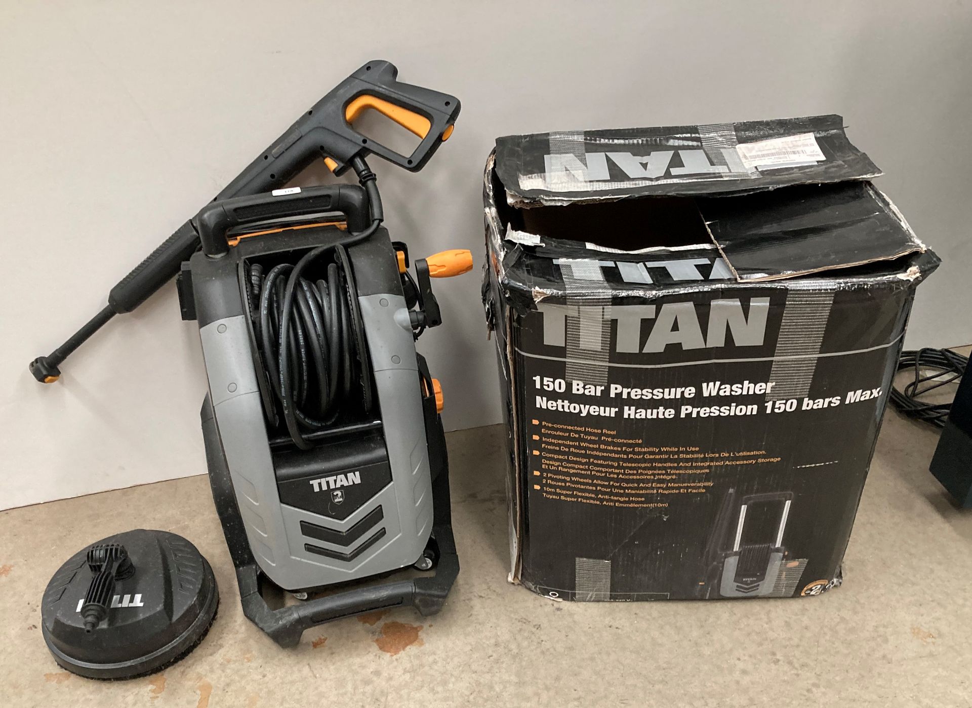 Titan 2 240v 150 bar pressure washer Further Information Complete with brush,