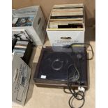 A Pioneer record deck (not tested) and contents to box - approximately 70 LPs and LP box sets,