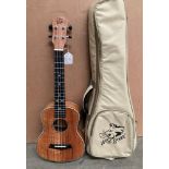 A Wild Boar Tenner Chinese four string ukulele complete with light brown bag (S1)