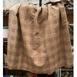 A pair of brown patterned heavy curtains fully lined with drawn tops each curtain 130cm x 120cm