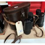 Pair of Charles Frank Frank-Nipole 10 x 50 Field 5° binoculars in brown leather case (S1)