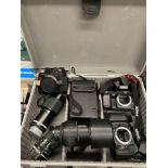 Aluminium case and contents - a Nikon F90X and Nikon F601 camera, a Calypso/Nikkor II camera,