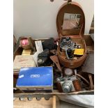 Contents to crate - a Bolex Paillard B8 cine camera in carrying case, a Dekko cine camera,