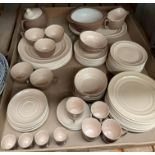 Eighty plus pieces Branksome brown crockery - many pieces damaged (S1)