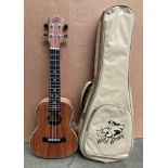 A Wild Boar standard Chinese four string ukulele complete with light brown bag (S1)