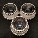 Contents to black tray - three E. Ludwig Meritar lenses all 2.