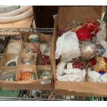 Contents to two small boxes - vintage Christmas baubles and tree decorations