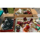 Two sets of Christmas lights and contents to two boxes - vintage and modern Christmas decorations