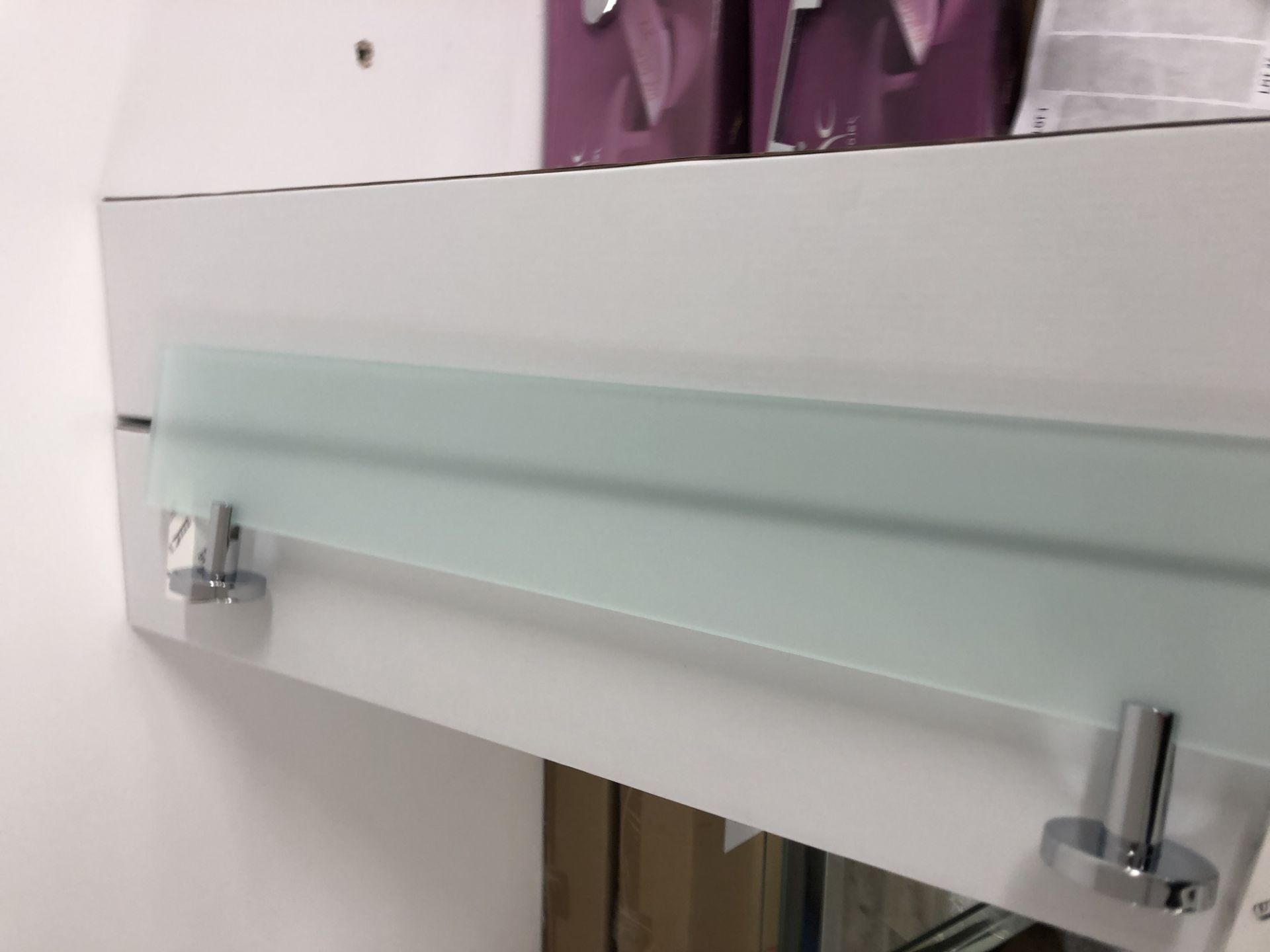 BNIB DESIGNER CHROME AND FROSTED GLASS BATHROOM 600MM SHELF AND FITTINGS £59 - Image 4 of 6