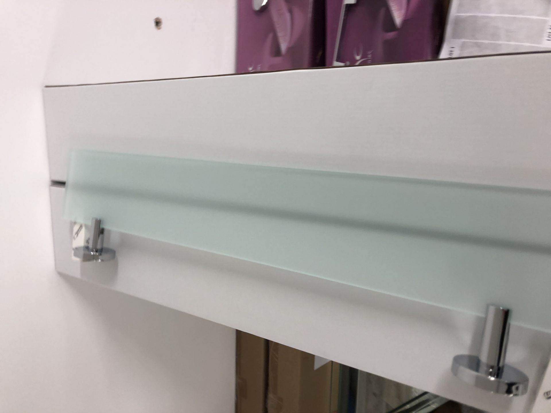 BNIB DESIGNER CHROME AND FROSTED GLASS BATHROOM 600MM SHELF AND FITTINGS £59 - Image 3 of 3