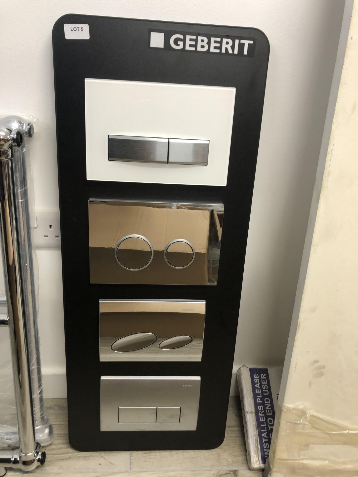 GEBERIT DISPLAY BOARD WITH FOUR CONCEALED TOILET PUSH PLATES