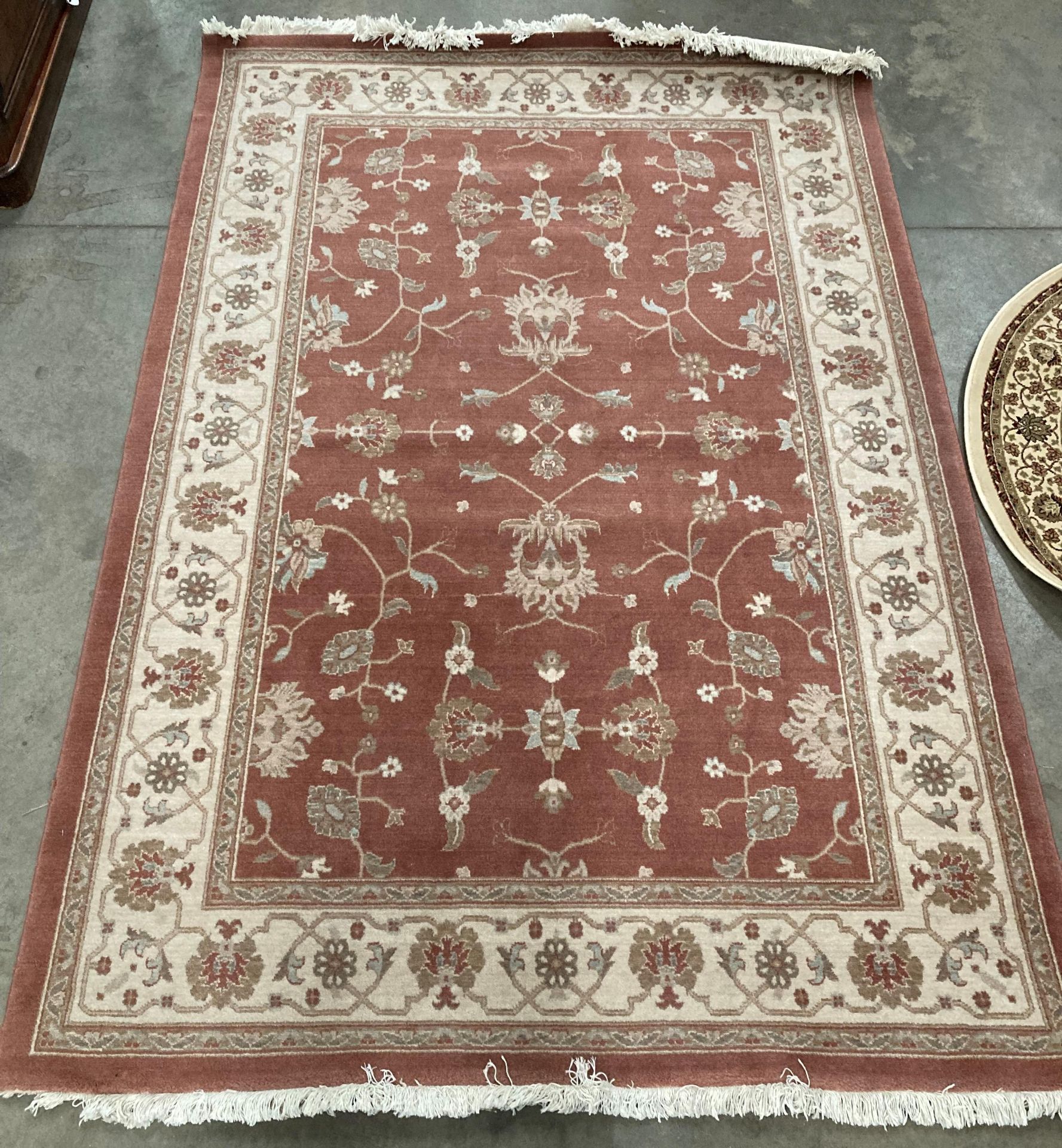 An M&S 100% wool Made in Turkey terracotta patterned rug 160cm x 230cm and an OW Kendra 137 brown - Image 4 of 5