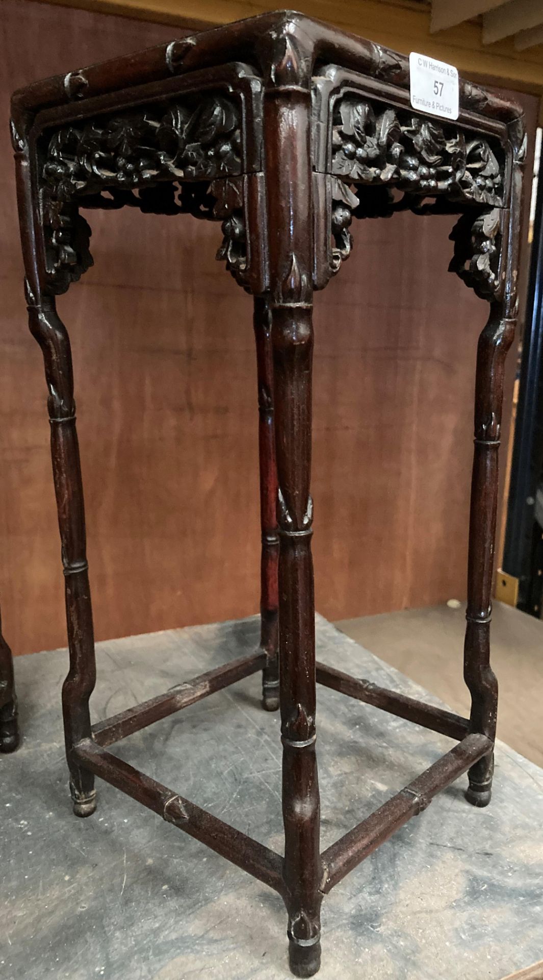 A nest of two small Chinese hardwood tables. - Image 5 of 6