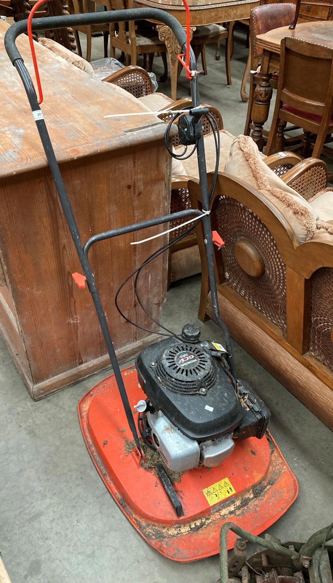 A Flymo rotary lawnmower with Honda GVC 160 petrol engine.