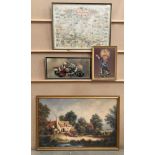 Geoffrey Goring, framed map print, Haworth and the Bronte Country, Yorkshire, 48cm x 63cm,