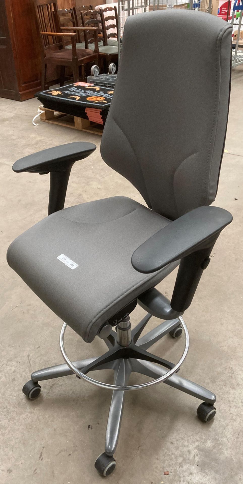 An Orange Box Ltd Gyroflex high back grey vinyl upholstered operators swivel armchair. - Image 2 of 2