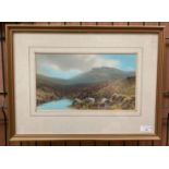 R D Sherwin FRSA, framed watercolour, Moorland Scene, 20cm x 34cm,