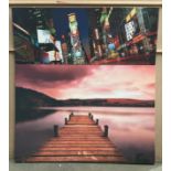 Two framed box prints, Windermere, 70cm x 100cm and New York,